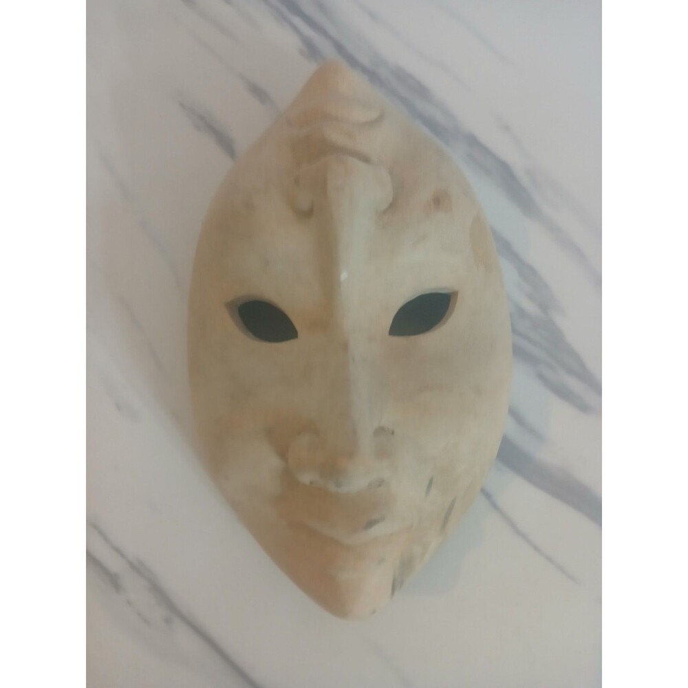 Vintage Carved Two Faced Comedy Tragedy Wooden Mask Light Wood Happy Sad Art